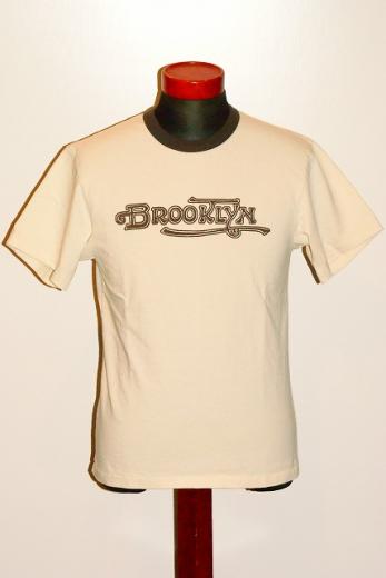 DELUXEWARE (デラックスウエア)　半袖リンガーTシャツ　S69D　"BROOKLYN"　ナチュラル×ブラック