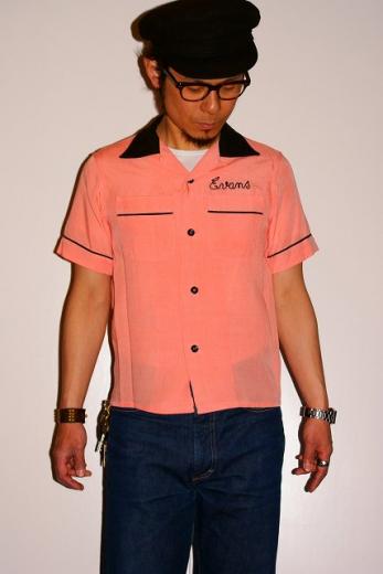 スタイルアイズ/2トーン・レーヨンボウリングシャツ/SE36168/ピンク×ブラック