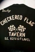 STYLE EYES (スタイルアイズ)　レーヨン・ボウリングシャツ　SE37211　"CHECKERED FLAG"　ブラック