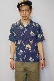 DUKE KAHANAMOKU (デューク・カハナモク)　半袖ハワイアンシャツ　DK38677　"DUKE'S POLKA-DOTS"　ネイビー