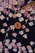 衣櫻 (ころもざくら)/和柄イタリアンカラーシャツ/SA-704/小桜横縞文様/ネイビー