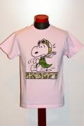 BUZZ RICKSON'S (バズリクソンズ) × PEANUTS (ピーナッツ)　半袖Tシャツ　BR76690　"SNOOPY, M-65 FIELD JACKET"　ピンク