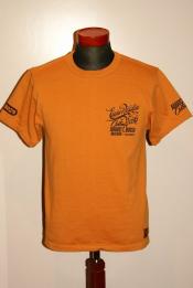 DELUXEWARE (デラックスウエア)　半袖Tシャツ　SDL-1902　"AUGUST CUSTOMS"　オレンジ.P