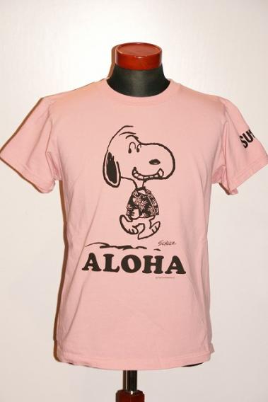 SUN SURF (サンサーフ) × PEANUTS (ピーナッツ)　半袖スヌーピーTシャツ　SS77973　"ALOHA"　ピンク