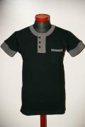 Dapper's (ダッパーズ)　ヘンリーネック・半袖メッシュTシャツ　1054　ブラック×チャコール