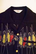 STAR OF HOLLYWOOD (スターオブハリウッド)　半袖オープンカラーシャツ　SH36596　"FISHING"　ブラック