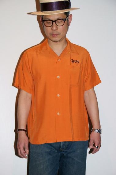 STYLE EYES (スタイルアイズ)　レーヨン・ボウリングシャツ　SE37797　"CALIFORNIA"　オレンジ