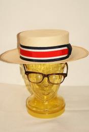 ADJUSTABLE COSTUME (アジャスタブルコスチューム)　ボーターハット(カンカン帽)　AHT-007　"Panama Boater Hat"　ナチュラル×トリコロール