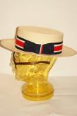 ADJUSTABLE COSTUME (アジャスタブルコスチューム)　ボーターハット(カンカン帽)　AHT-007　"Panama Boater Hat"　ナチュラル×トリコロール
