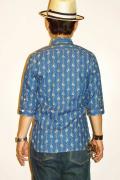 WORKERS (ワーカーズ)　7分袖ボタンダウンシャツ　"3/4 Sleeve Shirt, Floral Dots"　インディゴ
