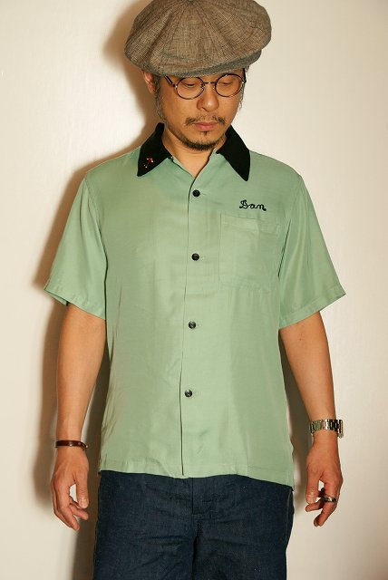 新品 東洋 キングルイ 実名復刻 半袖 刺繍 ボーリング シャツ レーヨン S