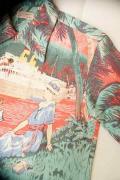 SUN SURF Special Edition (サンサーフ・スペシャルエディション)　半袖ハワイアンシャツ　SS36987　"VOYAGE TO HAWAII"　ブルー