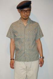 JELADO (ジェラード)　イタリアンカラーシャツ　SG52116　"Vincent Shirts"　ダイヤ柄ペアグリーン