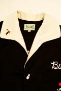 JELADO (ジェラード)/イタリアンカラー・切り返しボウリングシャツ/ブラック×ホワイト