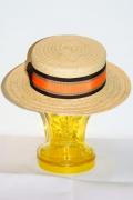 ADJUSTABLE COSTUME (アジャスタブルコスチューム)　ボーターハット(カンカン帽)　AHT-007-B　"Mocora Boater Hat"　ナチュラル