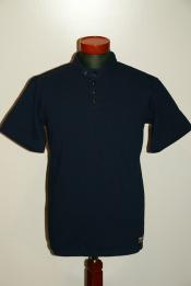 DALEE'S (ダリーズ)　スタンドカラー・半袖Tシャツ　SC18T　"30s STAND COLLER"　ネイビー