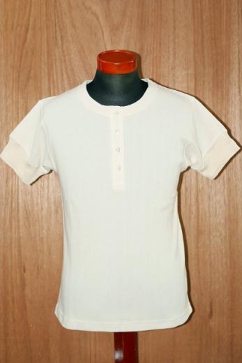 Dapper's (ダッパーズ)　ヘンリーネック・半袖Tシャツ　1121　"Standard Four Button Henley Rib Tee"　クリーム