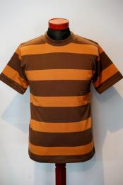 WARE HOUSE (ウエアハウス)　半袖3×2インチボーダーTシャツ　4089　ブラウン×オレンジ
