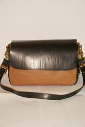 Dapper's (ダッパーズ)　レザー・ミニショルダーバッグ　1190　"Combination Leather Mini Shoulder Bag"　ブラック/ブランデー