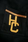 HELLER'S CAFE (ヘラーズカフェ)　バーシティージャケット　HC-214　"Powers Athletic Wear All Flannel Varsity JK"　ブラック×ベージュ