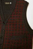Dapper's (ダッパーズ)　ニットベスト　1215　"Classic Woolen Plaid Waistcoat"　チャコール杢/ボルドー