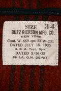 BUZZ RICKSON'S (バズリクソンズ)　ショールカラー・ウールジャケット　BR13579　"JACKET, WOOL RED PLAID"　レッド