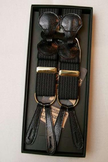 Dapper's (ダッパーズ)　Hバックスタイル・クラシカルサスペンダー　1287A　"Classical Suspenders by Gevaert"　ブラック/グレー×ブラック