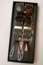 Dapper's (ダッパーズ)　Hバックスタイル・クラシカルサスペンダー　1287A　"Classical Suspenders by Gevaert"　ダークグリーン/イエロー×ブラウン