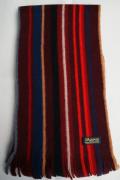 Dapper's (ダッパーズ)　ストライプ・ウールマフラー　1032　"Blanket Stripe Woolen Scarf"　ワインレッド