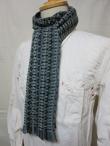 Dapper's (ダッパーズ)　ウール・マフラー　1279　"Russell Knitting Woolen Scarf by V.FRAAS"　グリーン/グレー (ジオメトリー)