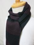 Dapper's (ダッパーズ)　ウール・マフラー　1279　"Russell Knitting Woolen Scarf by V.FRAAS"　ブラック/レッド (ボーダー)